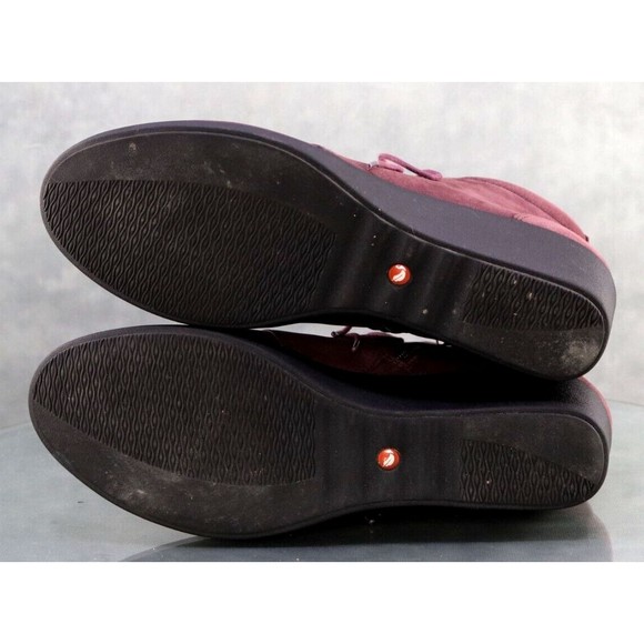 Clarks Unstructured Women's Wedge Booties Boots Size 11 Leather Plum 13285 - Picture 11 of 13